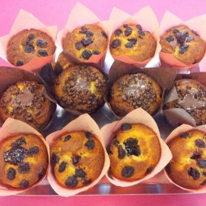 Muffins de vainilla con arandanos o chocolate Arte&Sano
